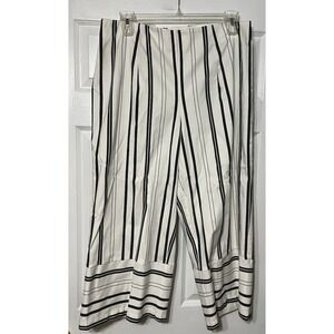 Est 1946 NWT Wide Leg‎ Crop Pants Black White Striped Stretch Hi-Rise 16W